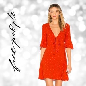 NWT FREE PEOPLE Flame Red Combo Dress